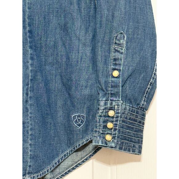 Women's Ariat Western-Style Denim Shirt w/Embroidered Design, Size L - Picture 5 of 7